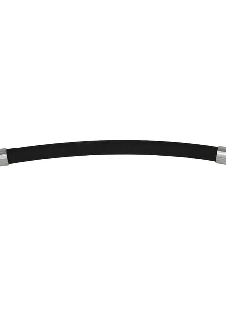 Introducing the AGCO | HOSE - AL9031504, a black flexible rubber hose with metal fittings at both ends, designed for fluid transfer and industrial applications.
