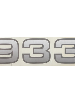 A sleek AGCO decal, model AL11135621, showcasing the number "933" in gray against a crisp white background.