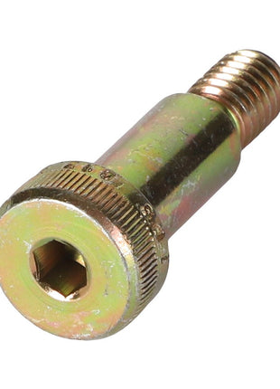 A gold-colored AGCO Hex Socket Button Head Bolt (Acp0129380) with a partially threaded shank and a knurled head.