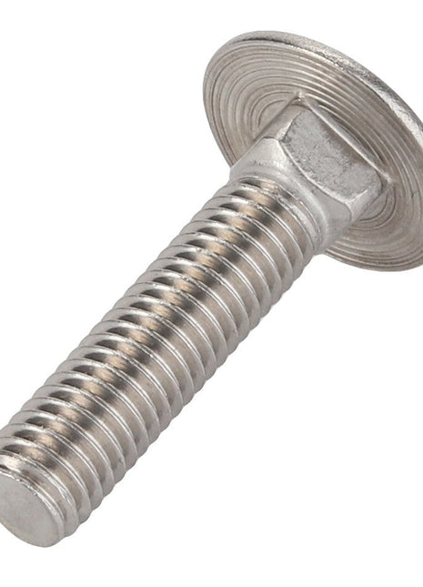 A close-up image of the AGCO Round Head Square Neck Carriage Bolt - Acw6117860, featuring a metallic threaded shaft and a round, flat head.