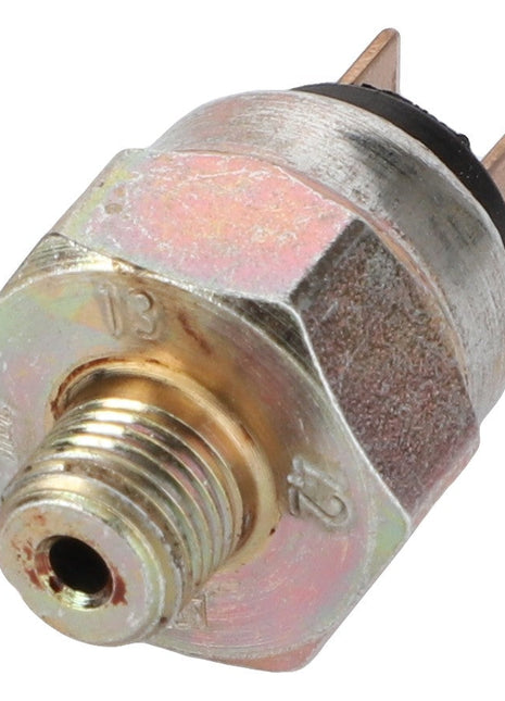 The AGCO | BRAKE SENSOR - D45908300 from AGCO features a metal threaded design and includes two brass terminals. There is currently no additional product description information available.