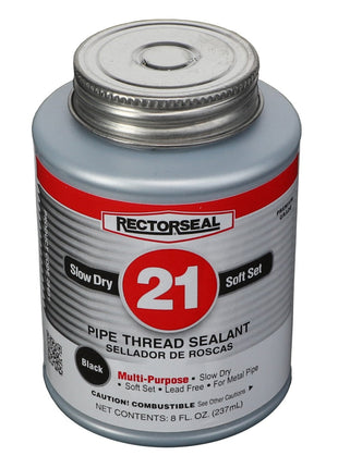 A can of AGCO | SEALING COMPOUND - AG711522 black thread sealant with a silver lid. The label indicates it's slow-drying, multi-purpose, and has an 8 fl. oz. (237 mL) capacity.