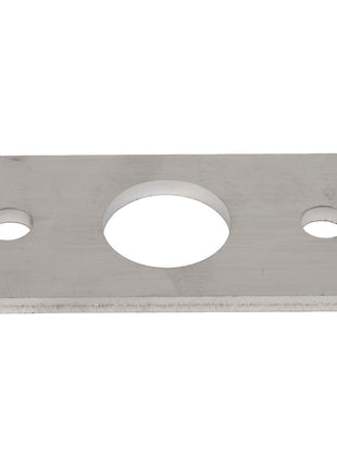 Product Name: AGCO | PLATE - AG059314
Brand Name: AGCO

Description: A rectangular metal plate featuring one large circular hole in the center and two smaller circular holes near the opposite corners.