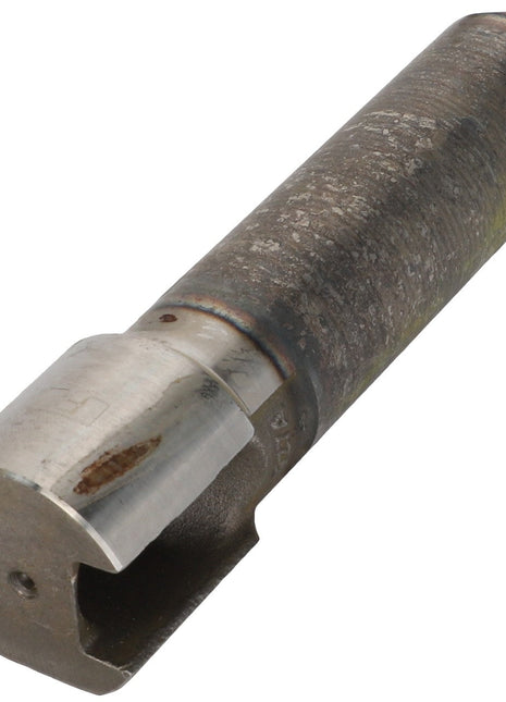 The AGCO | COUPLING BOLT Bush, Automatic Clevis - F816500070050 is displayed on a white background. This cylindrical metal tool features a partially hollowed-out tip designed for cutting or drilling tasks.