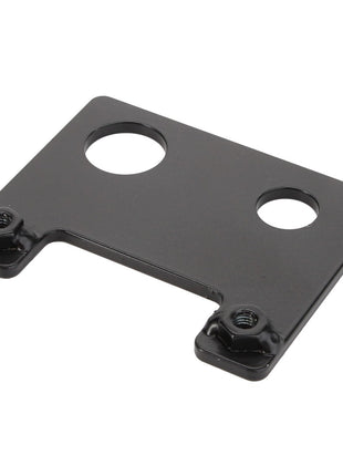 The AGCO | Bracket - Acw0157700 by AGCO is a black metal bracket featuring two circular cutouts and two protruding screw heads on the bottom corners. No current product description available.