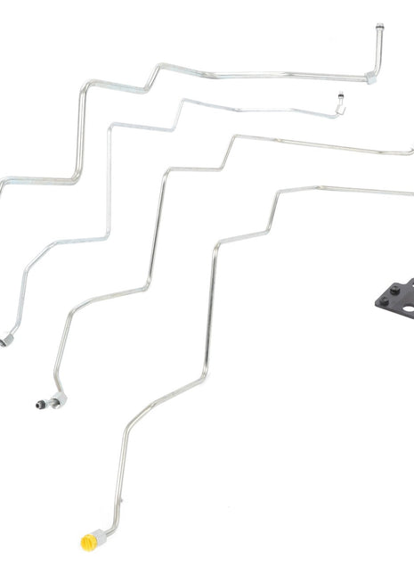 Five metal hydraulic lines with connectors and a small black mounting bracket, identified as AGCO | Accessory Code - Acw8838830 by the brand AGCO, are displayed against a white background. No additional information is available.