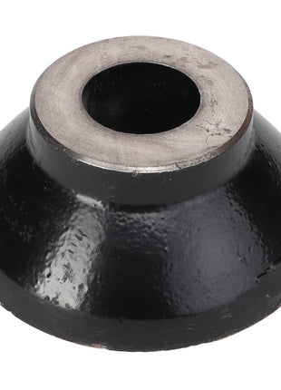 The AGCO Spacer - Acp0018440, featuring a black metal conical design and an unpolished silver inner ring, is displayed against a stark white background.