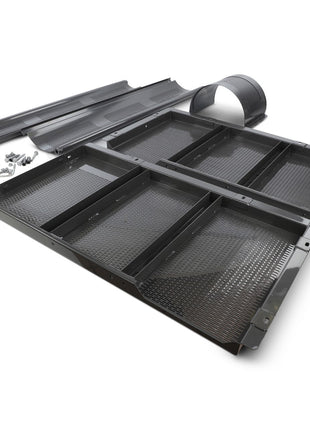 Components of the AGCO Perforated Bottom Kit - Feeder Housing Floor - Acw1532130, including mesh panels, sidewalls, a flexible section, and mounting hardware displayed against a white background. No current product description information is available.