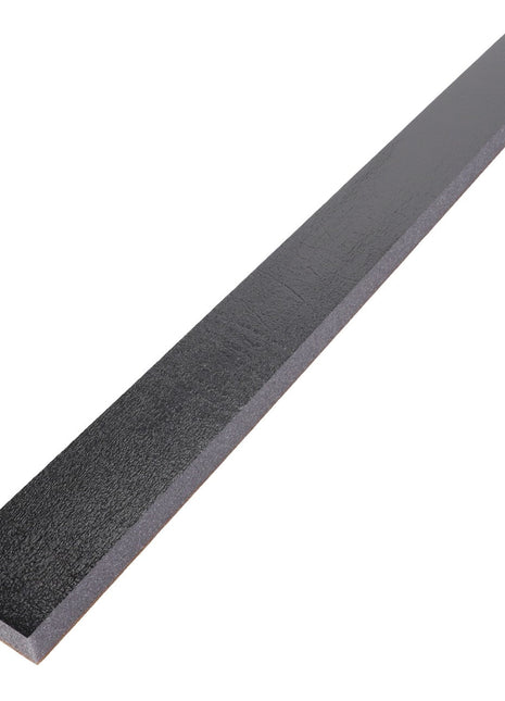 A long rectangular black strip, viewed from a slight angle, with a textured surface that adds depth and character is the AGCO Gasket - 4281012M1.