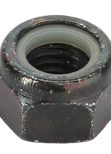 An image showing a detailed view of the AGCO | LOCKNUT - AG330819, highlighting its threading and metallic surface.