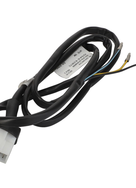 Product Description: The AGCO Harness - La321934500 is a black electrical cable featuring a white plastic connector at one end and exposed wires at the other. No further product description information is currently available.