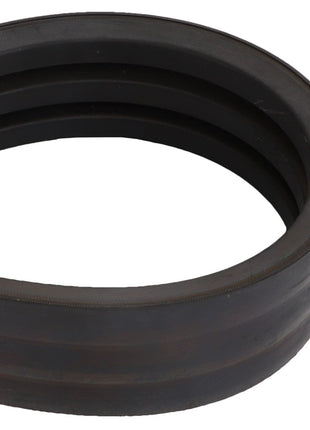 Close-up of the AGCO | BELT - D41994600, featuring a black rubber gasket with a circular shape and ridged surface. No current product description information is available.