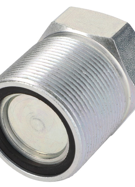 The AGCO | Connection - Acw5512380 is a metal threaded component with a hexagonal head and a circular opening, featuring a black rubber seal inside. No current product description information is available.