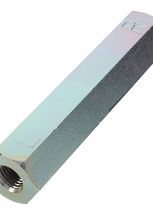 AGCO Turnbuckle Screw - Acw078422A, a hexagonal steel spacer stud with an internal thread and metallic finish, designed for separating or fastening components. No additional information available.