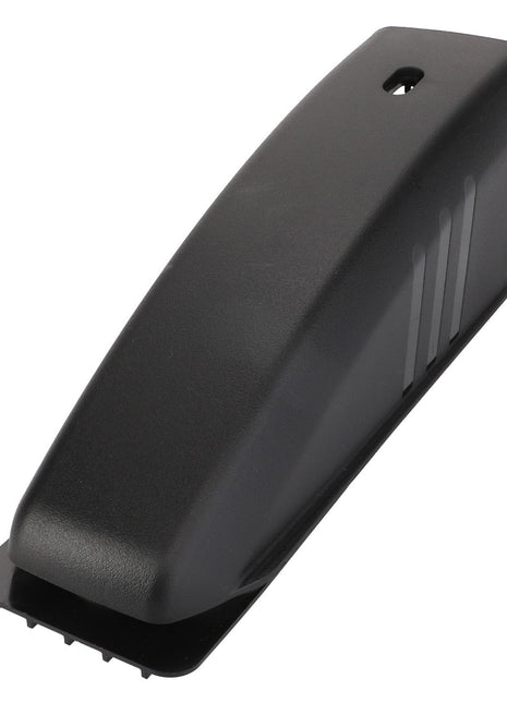 The AGCO Cover - Acp0296540 is a black rectangular plastic cover with ridged sides, designed to fit over electronic or mechanical components. No additional product description is available.