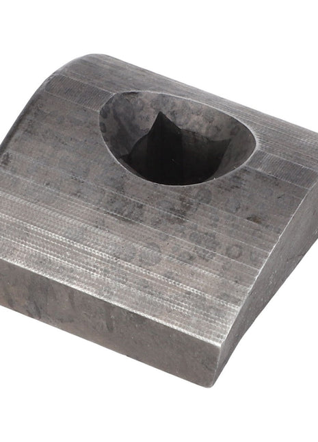 The AGCO | Claw - 112609W1, a metallic, rectangular, concave block manufactured by AGCO, has no information available regarding the central circular indentation.