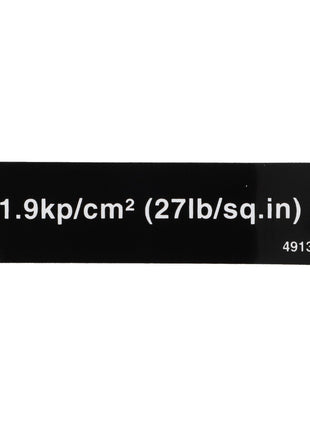 The AGCO decal D49130024 features the black label with the text "1.9kp/cm² (27lb/sq.in)" and the number "49130024" in white.