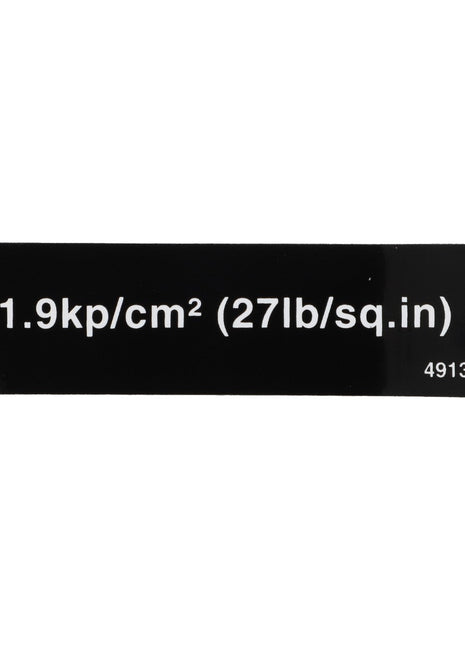 The AGCO decal D49130024 features the black label with the text "1.9kp/cm² (27lb/sq.in)" and the number "49130024" in white.