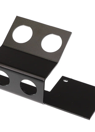 The AGCO Support - Acw0099060 is a black metal bracket with two large circular holes on each side, designed for mounting or support purposes.