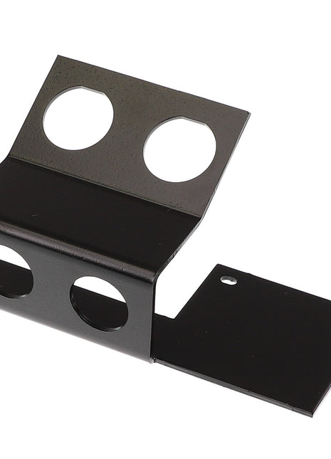 The AGCO Support - Acw0099060 is a black metal bracket with two large circular holes on each side, designed for mounting or support purposes.