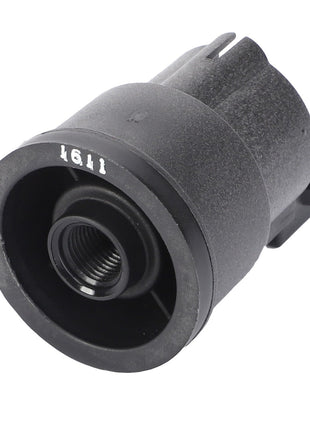 Close-up view of an AGCO Valvometer - Acw0143640, a black automotive part with a cylindrical shape and visible threading on one end. No current product description available.