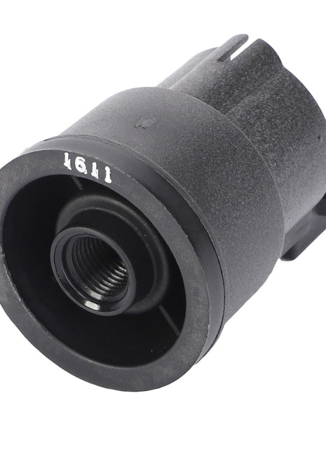 Close-up view of an AGCO Valvometer - Acw0143640, a black automotive part with a cylindrical shape and visible threading on one end. No current product description available.