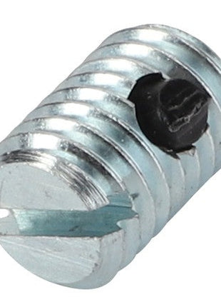 Close-up of the AGCO SCREW (model V31001900), a cylindrical metal insert featuring external threading and a slotted head, specifically designed for fastening. No current product description information is available.