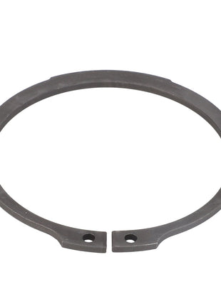 The AGCO CIRCLIP - D42505800 is a round metal snap ring with two small holes at the ends, designed for securing mechanical components. No current product description information is required for further details.