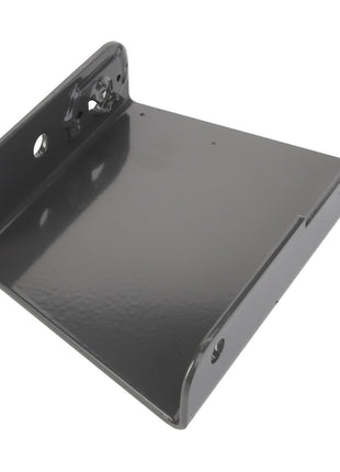 Product Description: The AGCO | Bracket - Acx2442020 from AGCO is a black metal bracket with a flat base and two vertical sides, featuring holes and a cutout for mounting.