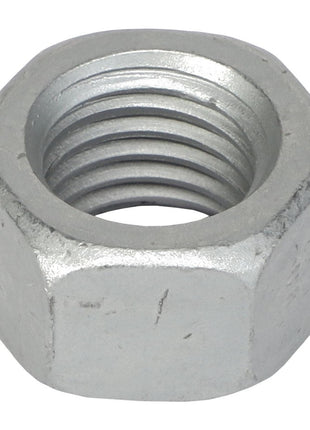 A close-up image of the AGCO | Hex Nut - Acw1064040 highlights its intricate internal threading.