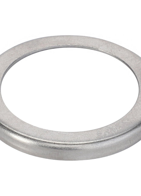 The AGCO | Retaining Sheet Metal - F178302020540 is a sleek, silver metal washer with a circular shape and a precisely engineered hole in the center.