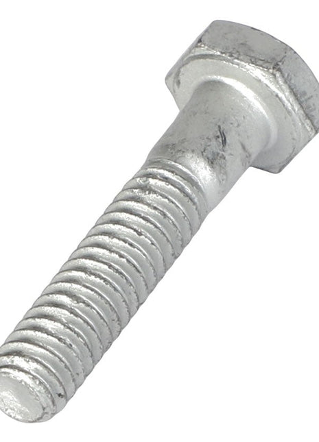 A close-up of the AGCO Hexagonal Head Bolt - Sn2750, showcasing its finely threaded shaft and perfectly angular hexagonal head.