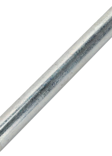 A sleek AGCO Hinge Pin - Acw1655130, featuring a cylindrical metal design with a smooth surface, lying horizontally on a pristine white background.