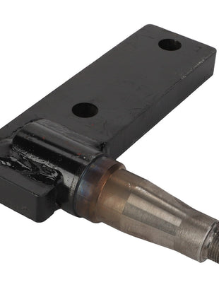 AGCO | Axle Spindle - Acp0016320 features a metal component with a rectangular base that includes two holes and a protruding cylindrical spindle with a threaded end.