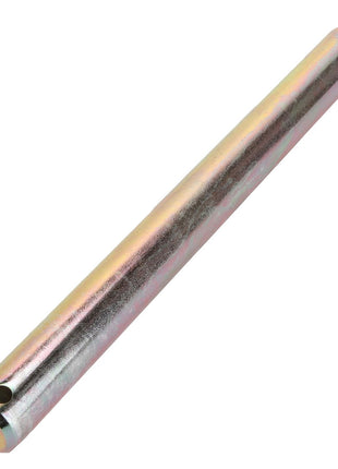 Introducing the AGCO Pin - Acx0073120 from AGCO, a cylindrical metal rod with a shiny surface that features a small hole near each end.