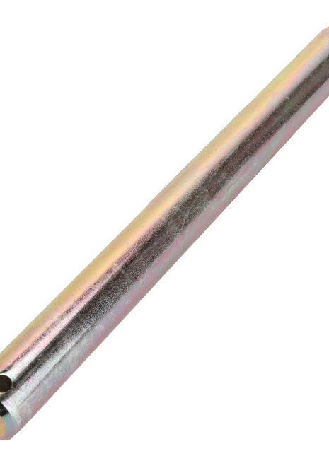 Introducing the AGCO Pin - Acx0073120 from AGCO, a cylindrical metal rod with a shiny surface that features a small hole near each end.