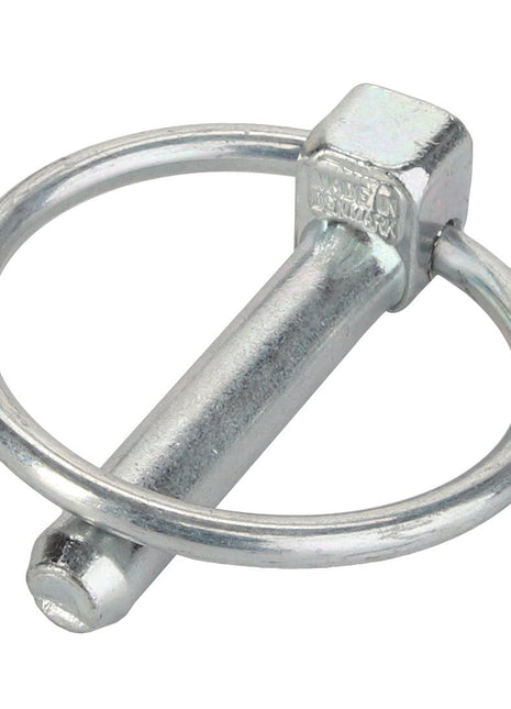 Introducing the AGCO | SPLIT PIN - D41446200, a metal quick release pin equipped with a circular ring handle. While there is currently no detailed product description available, this versatile tool from AGCO remains essential for secure fastening and efficient handling.