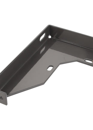 The AGCO Bracket - D28787628 by AGCO is a black metal bracket featuring multiple holes for versatile surface mounting. Its rectangular shape includes an extended L-section, providing additional support and stability. Further product description information is not available at this time.