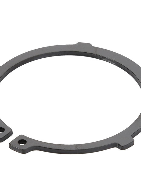 The AGCO | LOCK WASHER - F931870051120 is a metal snap ring with notches and holes, typically used to secure parts on a shaft or in a bore. No current product description information is available.