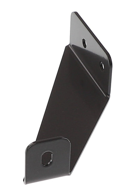 A black, wall-mountable metal bracket from AGCO, known as the Support - Acw9358050, featuring two mounting holes and a small cutout at the base.