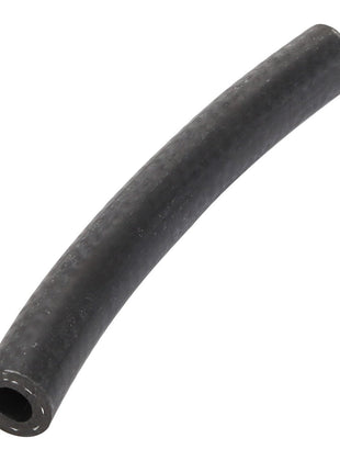 An AGCO Brake Hose - Acw1745570, featuring a black rubber exterior and a hollow interior with a gentle curve, isolated on a white background.