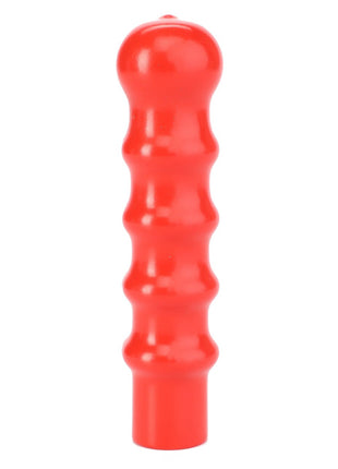 The AGCO | Grip, Air Cooler - 4282624M2 by AGCO is a red, ribbed, cylindrical object featuring a rounded top and flat base, equipped with levers for precise handling.