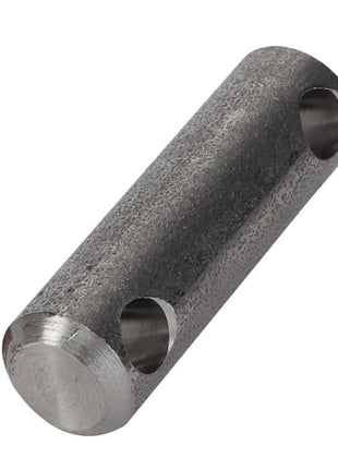 The AGCO Guide Pin - Acx2888750 is a cylindrical metal rod featuring two parallel-aligned drilled holes. Currently, the product lacks a comprehensive description, which means there are no SEO keywords available for suggestion.