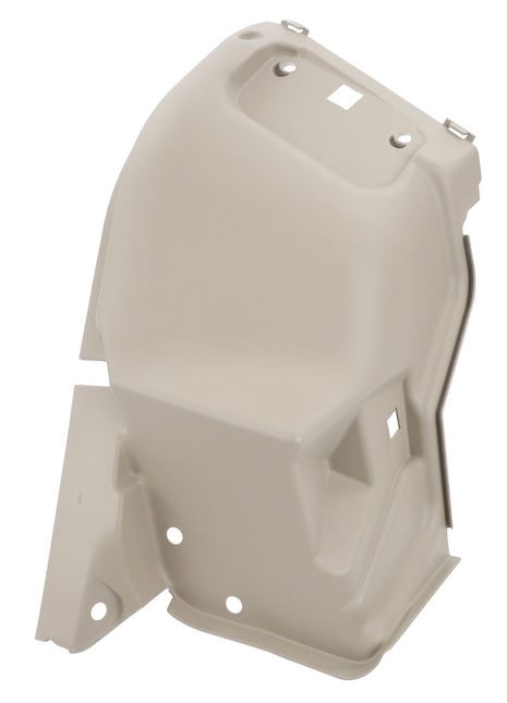 The AGCO Envelope - Acw0765720 is a beige plastic automotive part featuring mounting holes and a contoured design ideal for structural attachment.