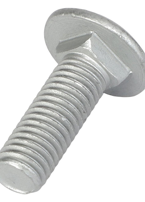 A sleek silver AGCO Round Head Square Neck Carriage Bolt - Acw0997850 featuring a flat, rounded head and threaded shaft, expertly crafted for various applications.