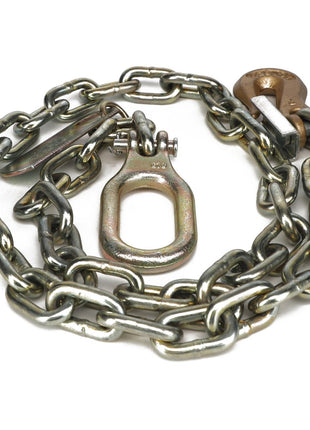 A coiled AGCO Safety Chain - Acw3651540 featuring a shackle and a hook, displayed on a white background. No current product description information available.