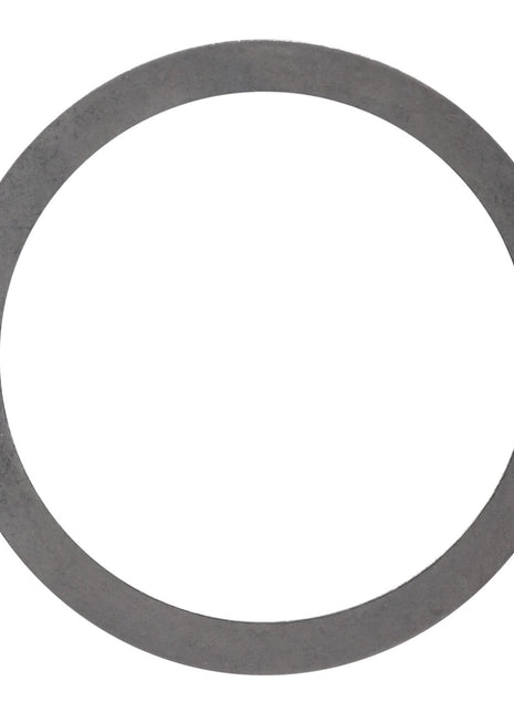 The AGCO | SHIM - D41654800, a plain, gray, circular metal washer with a hole in the center, is viewed from above against a clean white background.