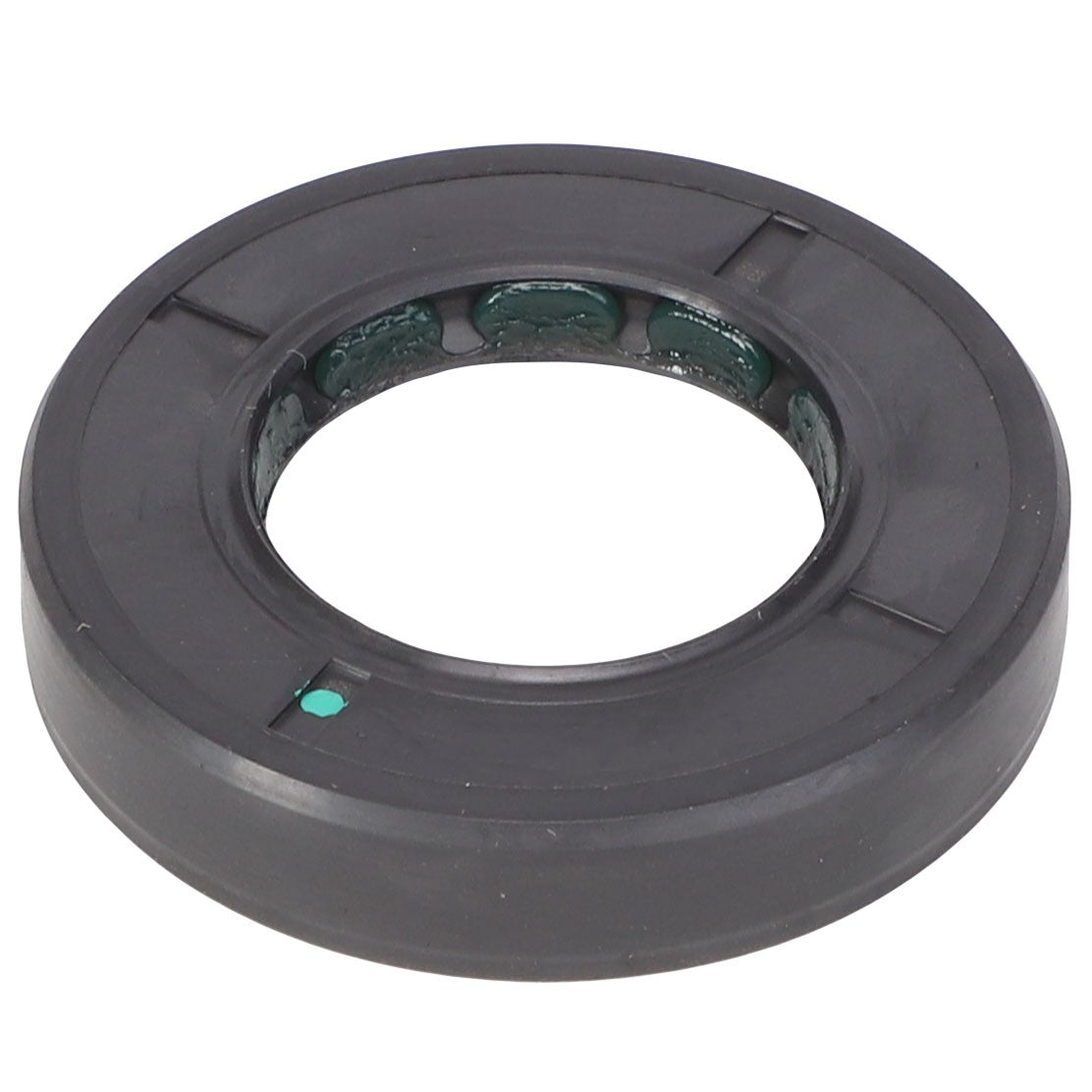 A close-up image of the AGCO | SEAL - AG000372, a circular black rubber seal with a green marking. For any questions or to place an order, please contact support.