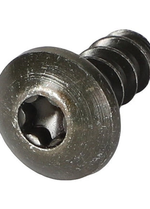 Close-up image of the AGCO | ROUND HEAD SCREW - CH207-2021, featuring a Phillips head and coarse thread, highlighting its precise craftsmanship.
