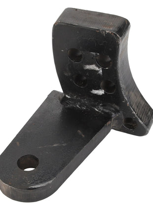 The AGCO | Bracket - 112255W91 by AGCO is a robust black metal bracket with multiple holes, perfect for mounting or supporting various structures.